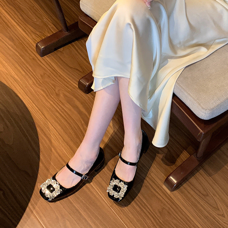 Women's Strap Square Toe Low-cut Mary Jane Widened Women's Shoes