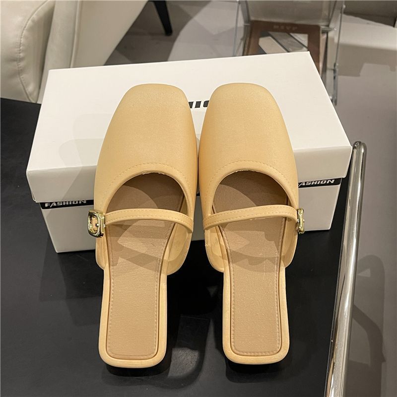 Women's Closed Toe Half Outer Wear Shallow Mouth Soft Muller Sandals