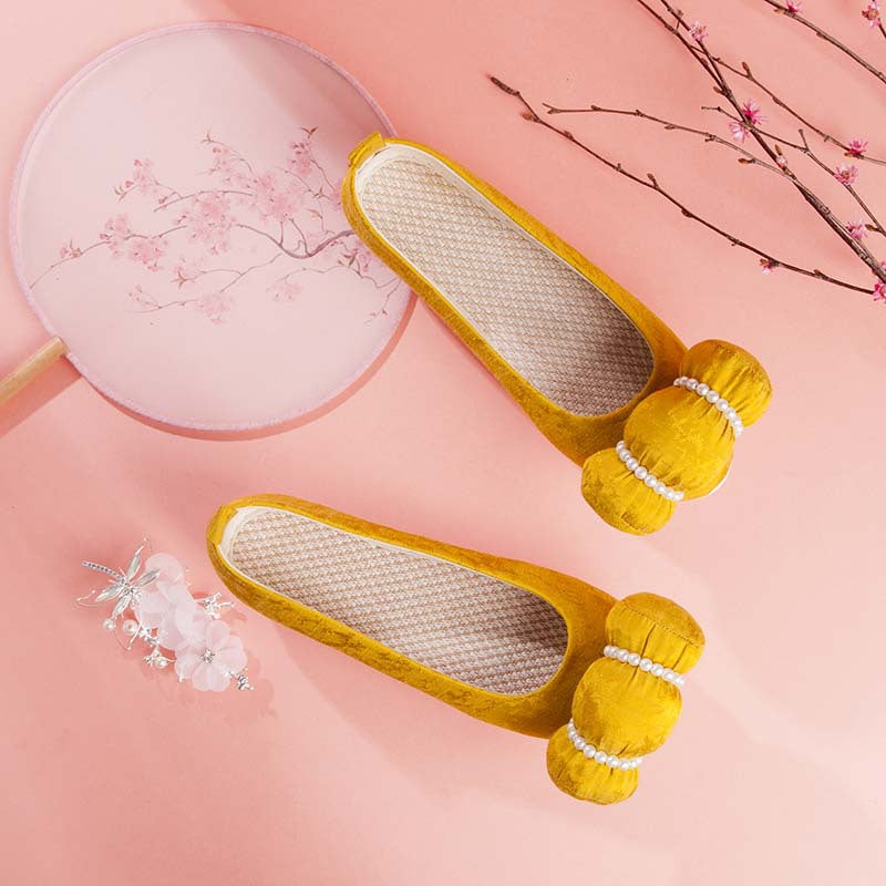 For Han Chinese Clothing Cloud Toe Workshop Handmade Pearl Casual Shoes