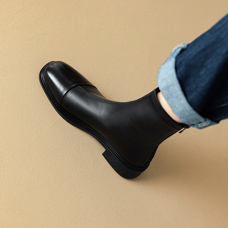 Women's Spring Flat Skinny Martin Black Korean Boots