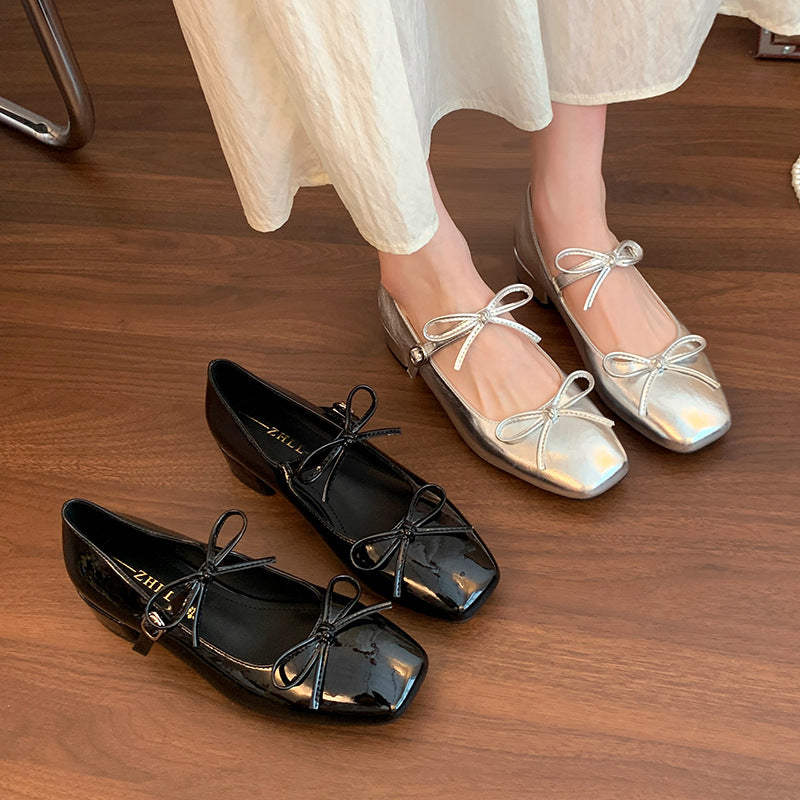 Women's One-word With Chunky Plus Sizes French Women's Fashion Shoes