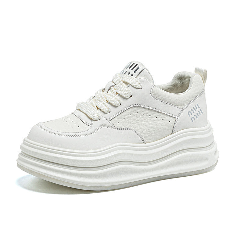 Women's White Spring Versatile Platform With Hidden Women's Casual Shoes