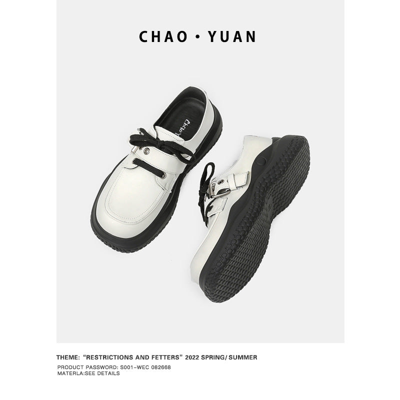 Women's Super Yuan Small Autumn Thick Bottom Versatile Single-layer Design Leather Shoes