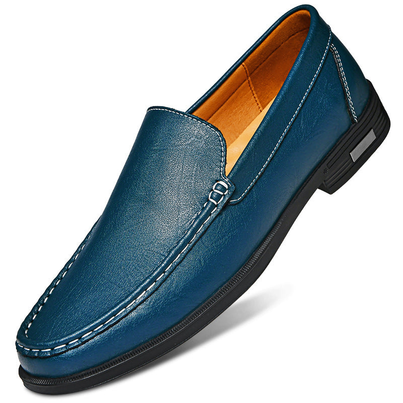 Men's Plus Size Cowhide British White Business Formal Wear Slip-on Loafers