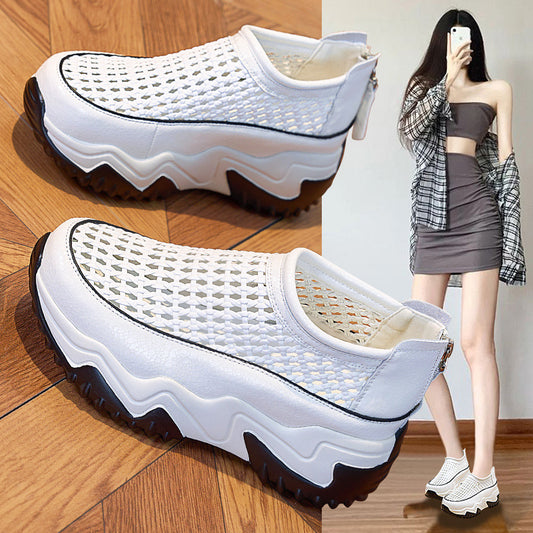 Women's Hollow Summer Mesh Breathable Thick Bottom Heightened Daddy Women's Shoes