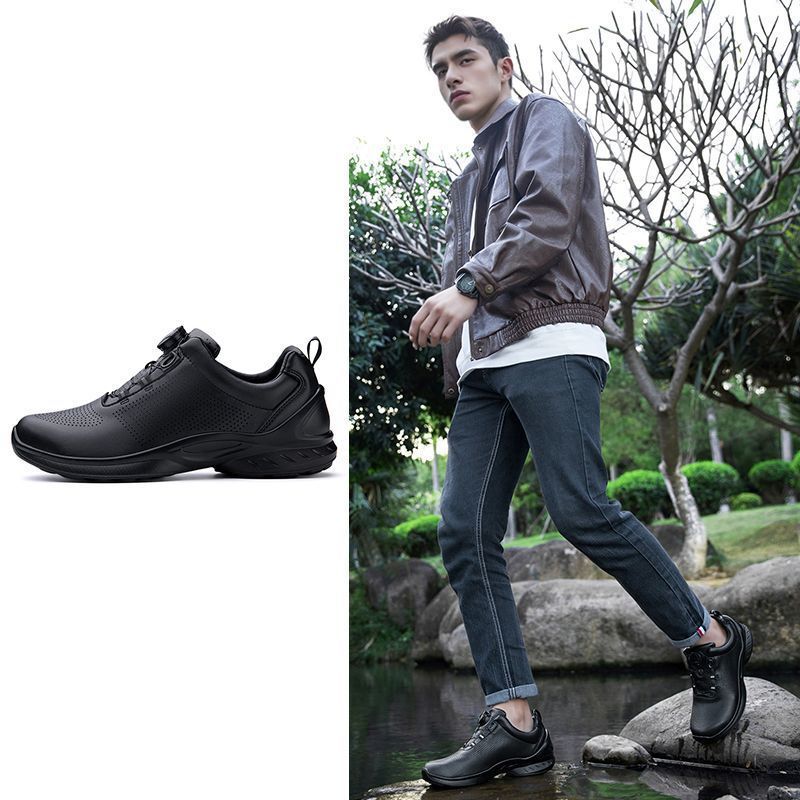 Men's Rotating Automatic Buckle Fire Protection Spare Cowhide Mesh Breathable Outdoor Men's Business Leather Shoes