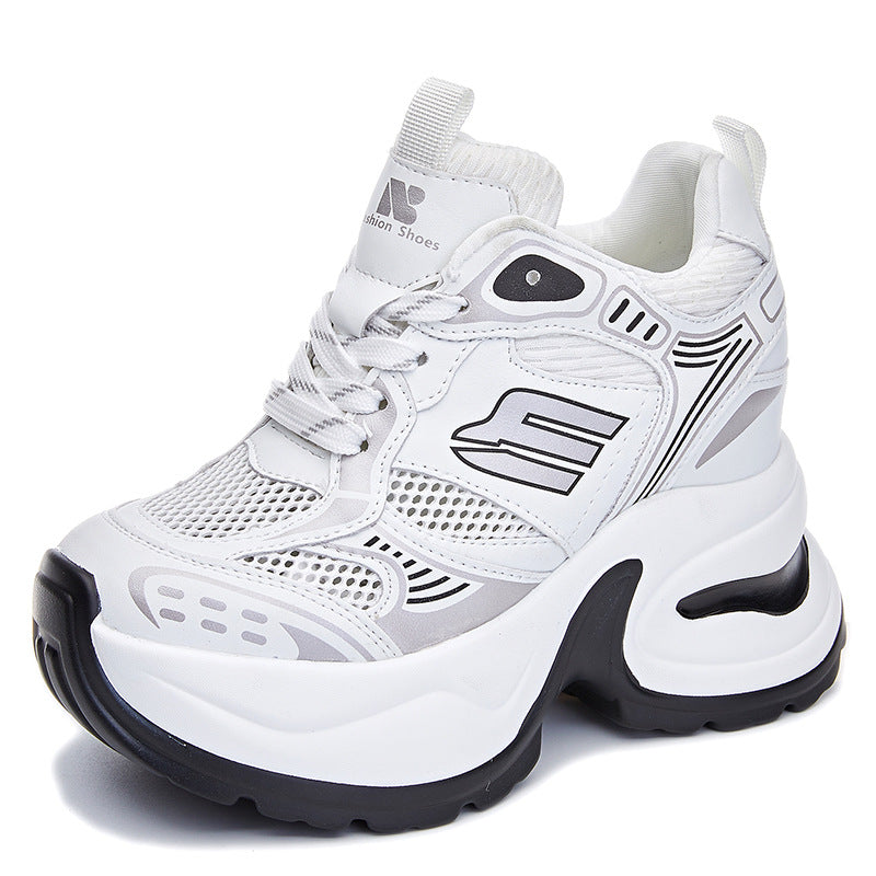 Women's Height Increasing Insole Breathable Clunky Platform Mesh Surface Small Women's Shoes