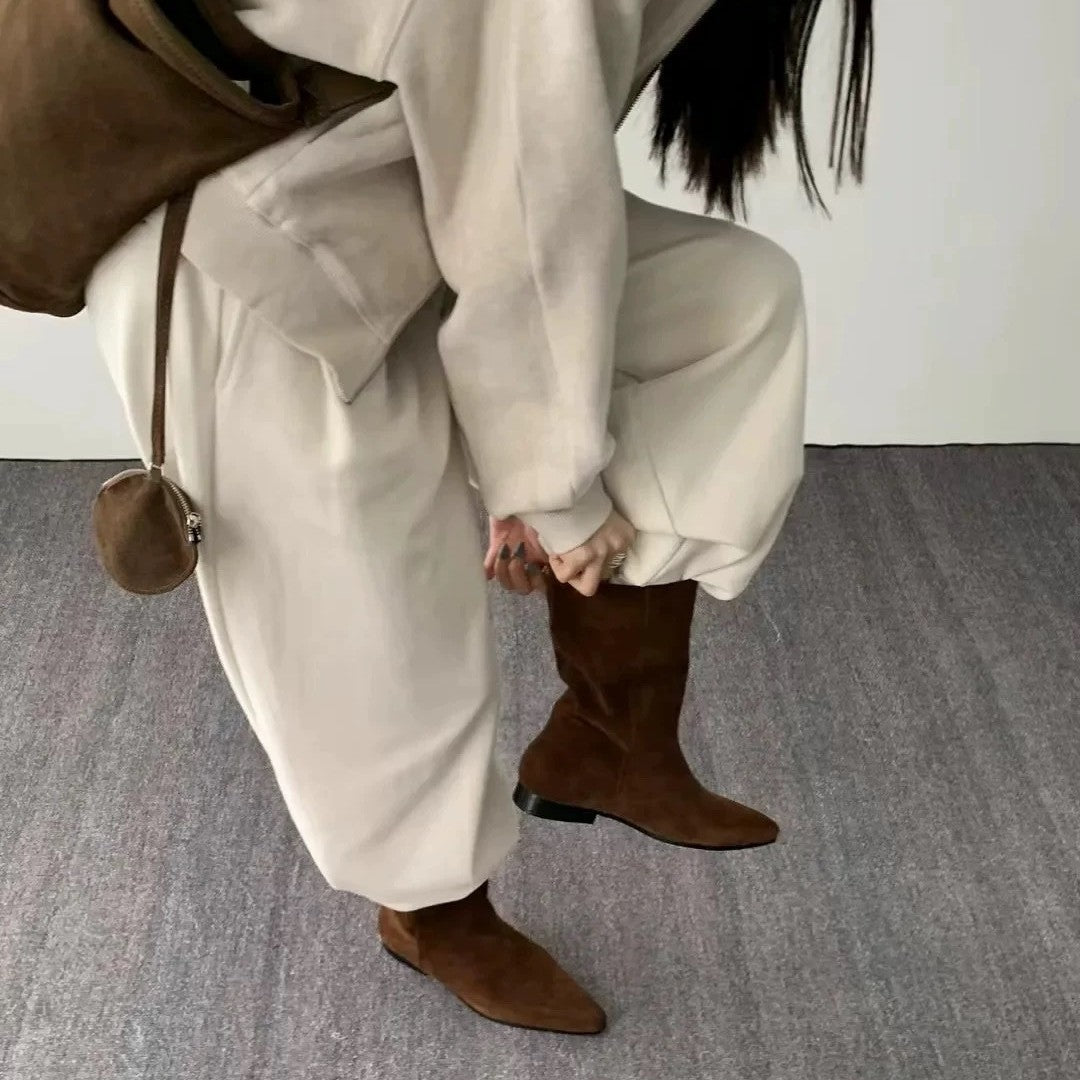 Women's Version Retro Simple Low Sleeve Skinny For Women's Leather Boots
