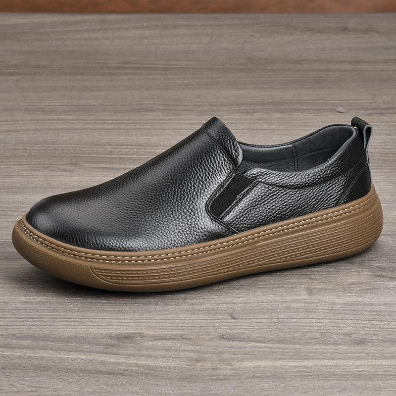 Men's Breathable Soft Bottom Slip-on First Layer Cowhide Men's Casual Leather Shoes