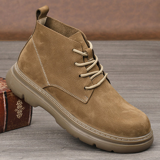 Men's Layer Cowhide Martin British Style Short Men's Casual Leather Shoes