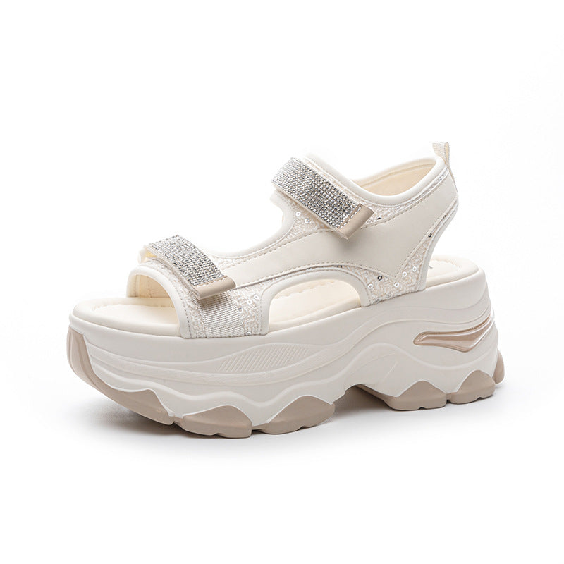 Women's Summer Rhinestone Roman Muffin Heighten Soft Sandals