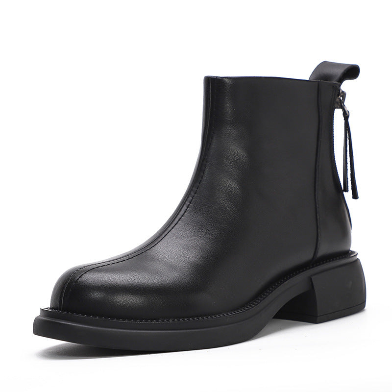 Women's Double Zipper Booties Soft Bottom Surface Retro Boots