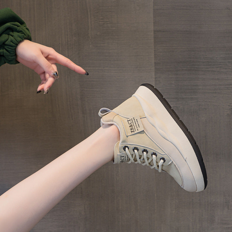 Versatile Thick Bottom Sports Leisure Black Women's Casual Shoes