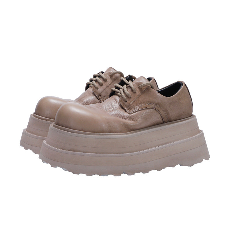 Women's High-grade Pure Washed Cowhide Retro Platform Leather Shoes