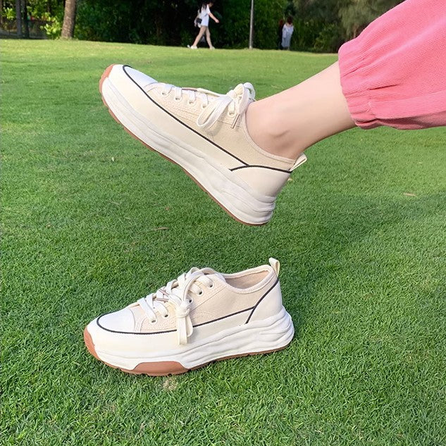 Women's Thick Bottom Muffin Breathable Increased Dissoed Canvas Shoes