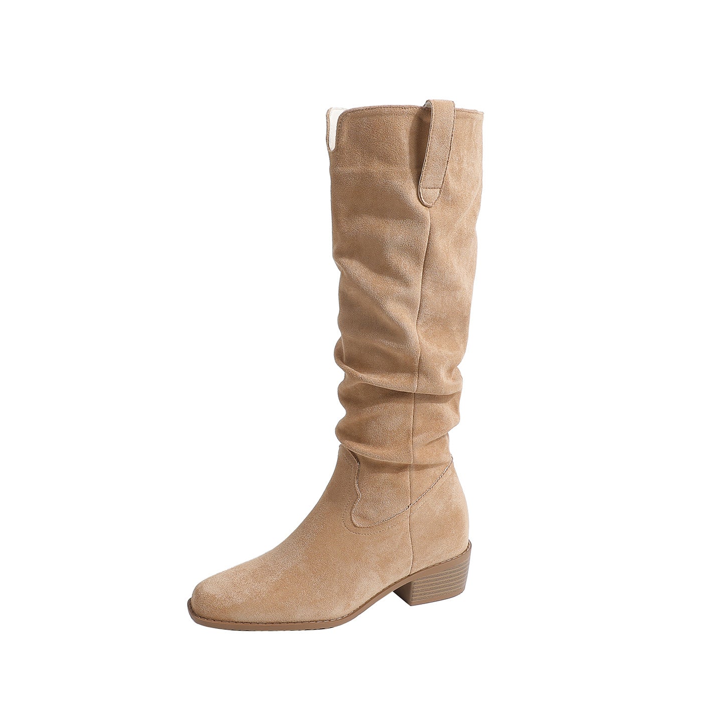 Pile Style Height Increasing Insole Summer Chunky Women's Leather Boots