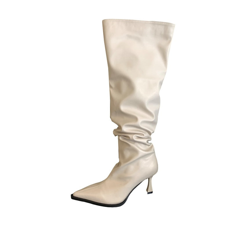 Female Tube Tail Platform High Back Women's Leather Boots