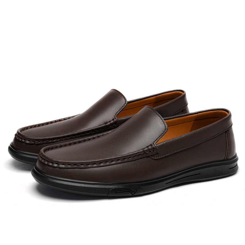 Men's Slip-on Flat Driving Spring Cowhide Surface Men's Casual Leather Shoes