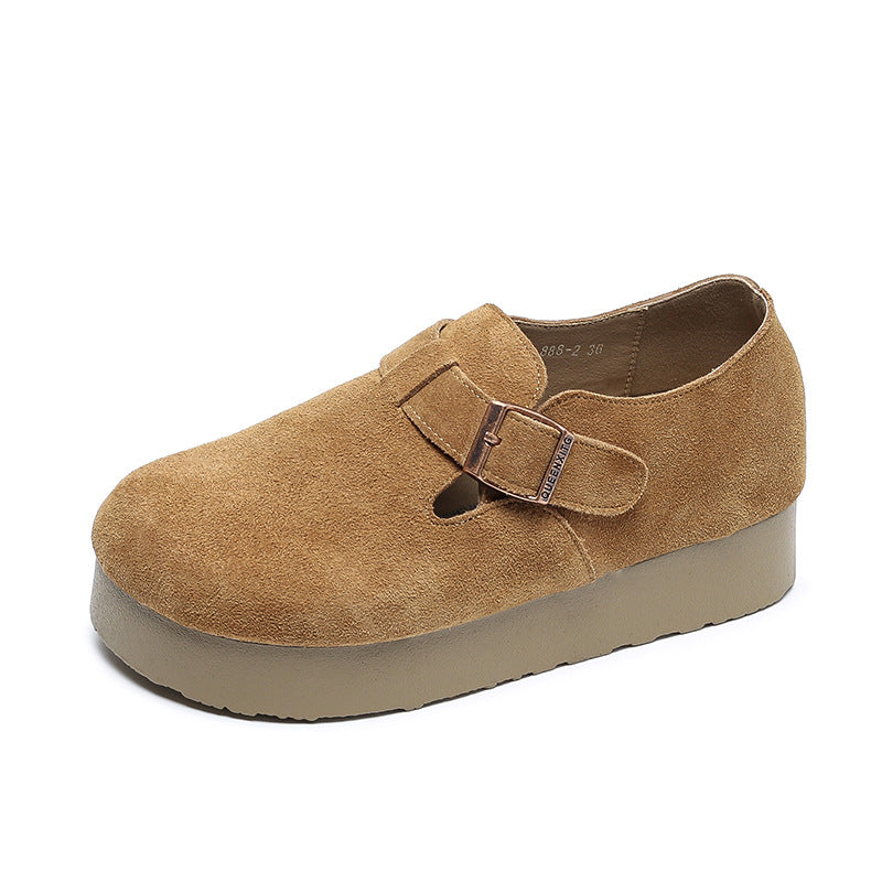 Women's Genuine Thick Bottom Platform Slip-on Small Casual Shoes