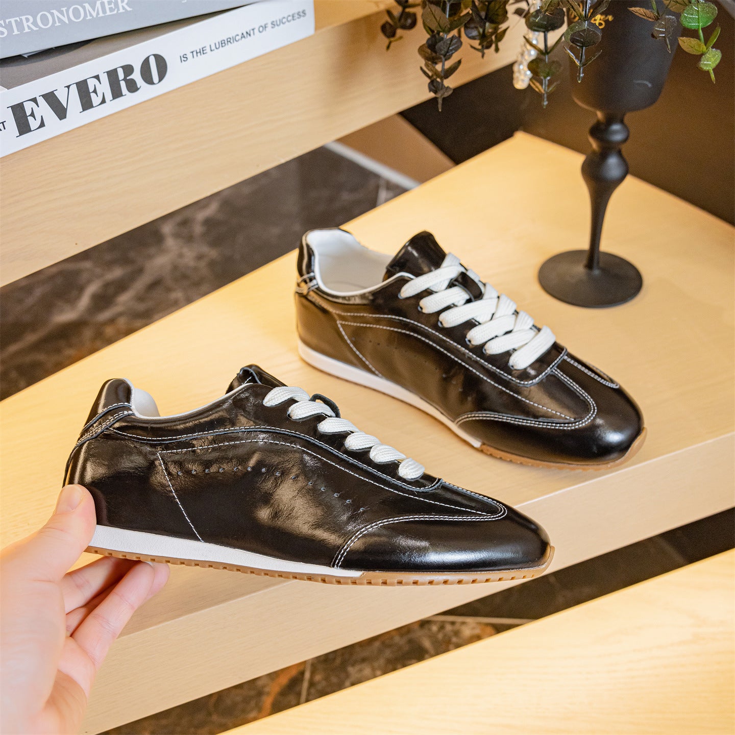Women's Layer Cowhide Retro Black German Training Spring Genuine Inside Women's Casual Shoes