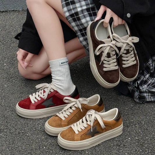 Women's Platform Retro Star Autumn Leisure Sports Low German Training Board Women's Casual Shoes
