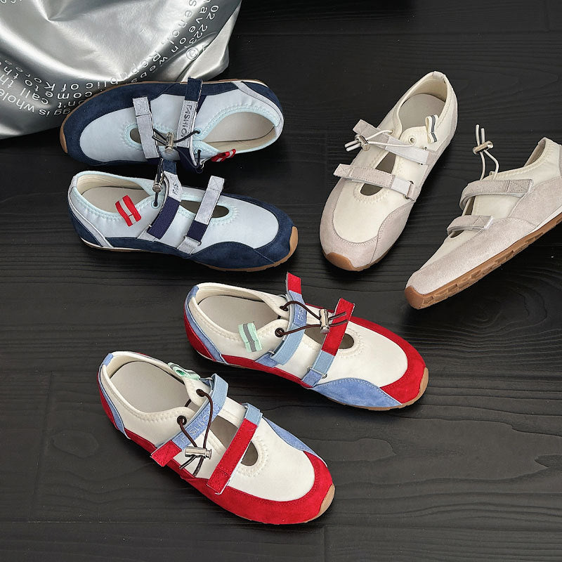 Women's Velcro Mary Jane Hollow Out German Training Shallow Mouth Not Women's Sports Shoes