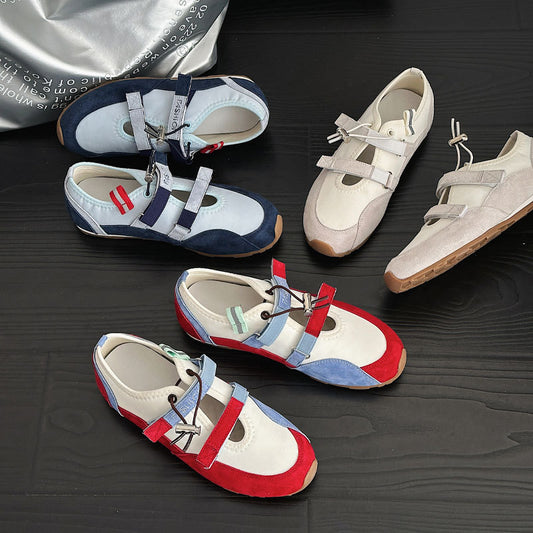 Women's Velcro Mary Jane Hollow Out German Training Shallow Mouth Not Women's Sports Shoes