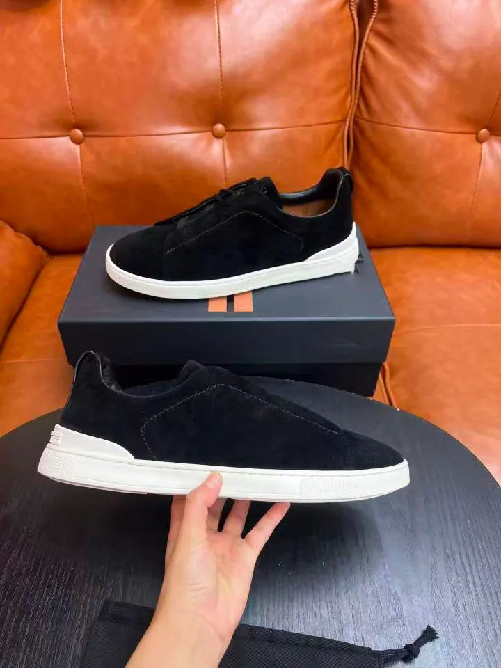 Women's & Men's Cover Flat Solid Color Suede High-cut Sneakers