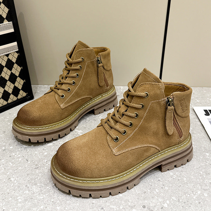 Women's Split Worker Double Zip Platform Hight Boots