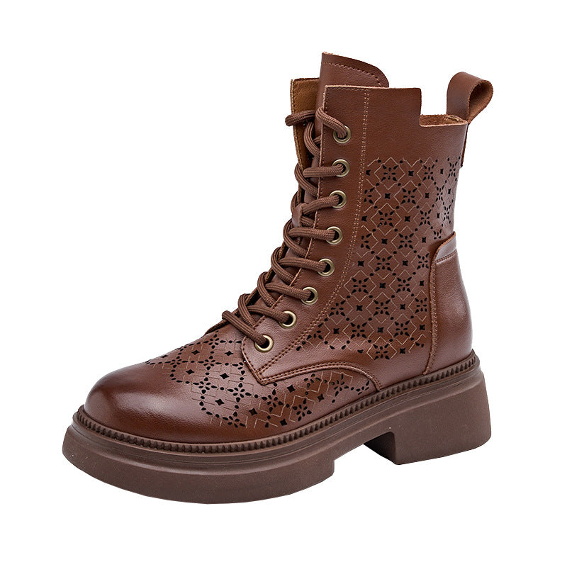 Women's Spring Small Size Hollow Martin Platform Height Increasing Insole Men's Shoes