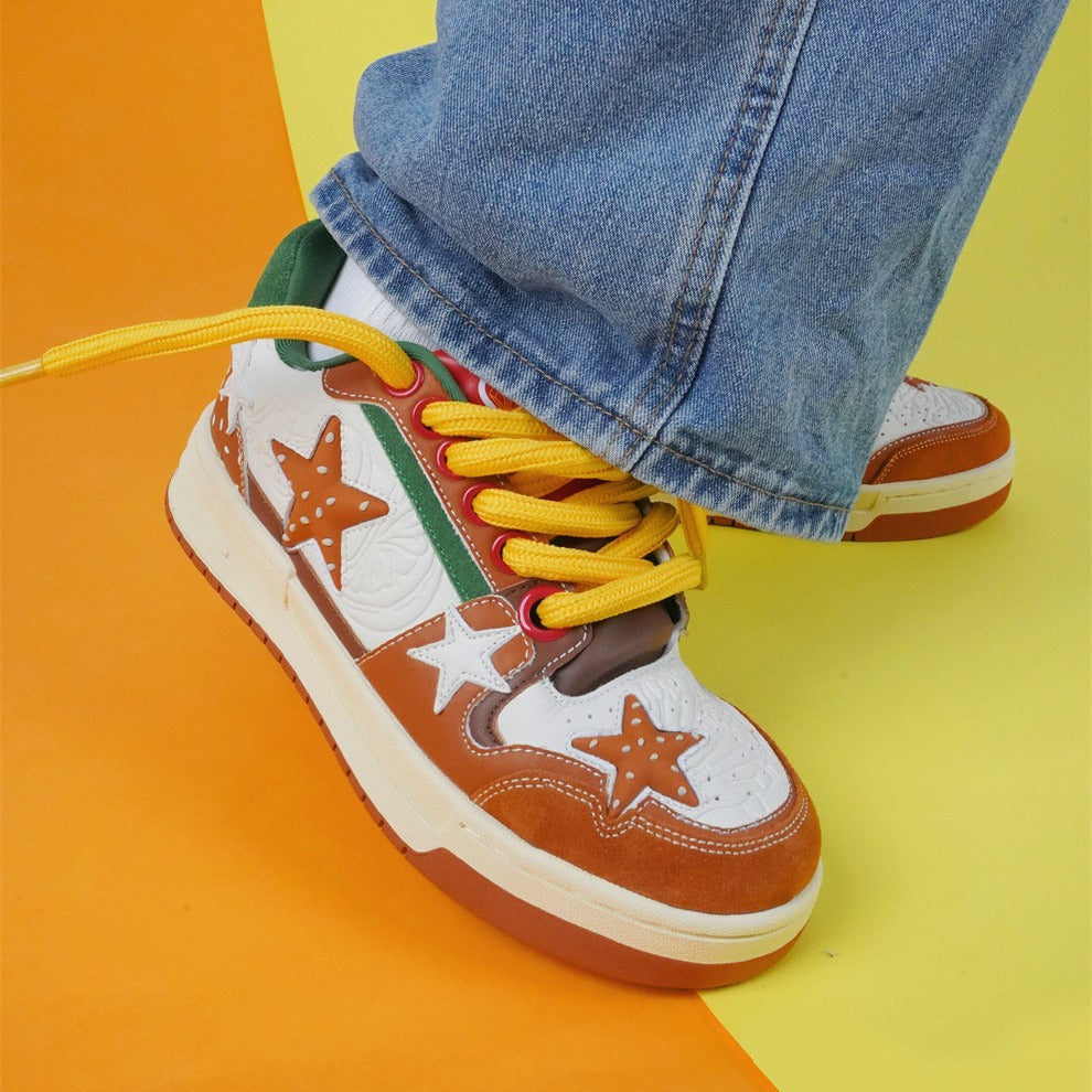 Women's & Men's Hamburger Platform Breathable Personality Joint Name Sneakers