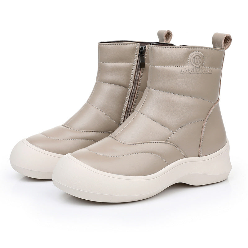 Women's Retro Soft Bottom Thick Autumn Genuine Snow Boots