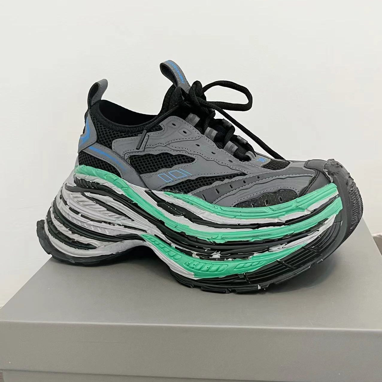 Women's & Men's Dad Distressed Mesh Color Matching Thick Bottom Heightened Women's Sports Shoes