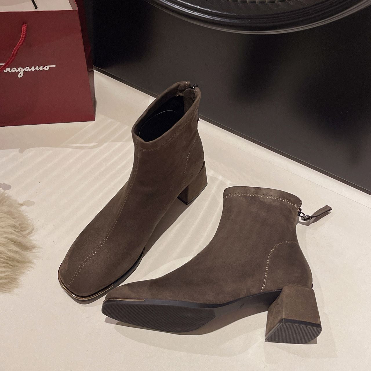 Women's & Men's Korean Style Suede Chunky Martin Small Ankle Fashion Women's Leather Boots