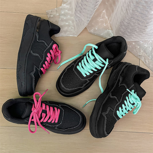 Solid Color Low Top Sports Skateboard Platform Sneakers