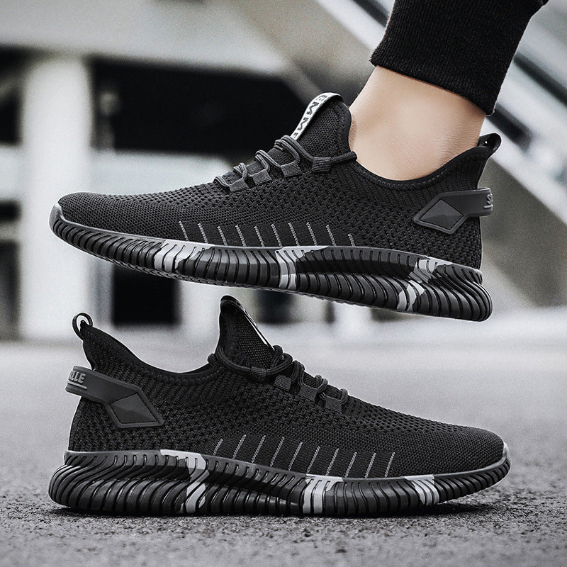 Men's Black Summer Flying Woven Sports Leisure Sneakers