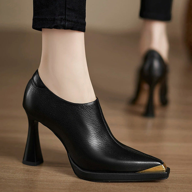 Special Interest Light Luxury Fashion Elegant Side Zipper Deep Mouth Heels
