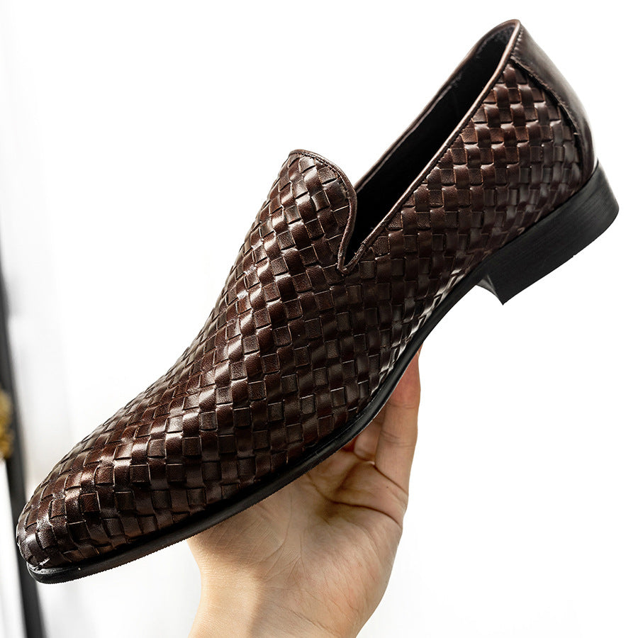 Cool Fashion Cowhide Woven Oversized Lot Loafers/doug Shoes