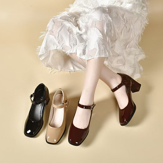 Women's Square Toe Chunky Mary Jane Soft Bottom Not Tired Feet Women's Fashion Shoes