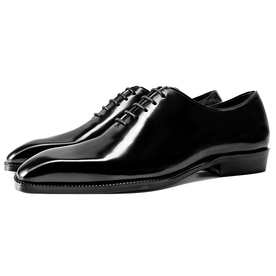 Slit Beads Cowhide Oxford Genuine Formal Wear Leather Shoes