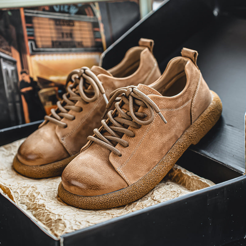 Men's Genuine England Style Retro Platform Soft Leather Shoes