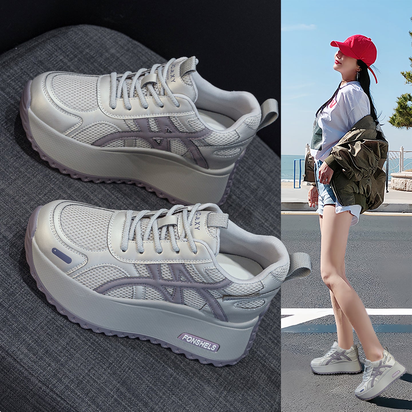 Women's Dad Platform Height Increasing Insole Mesh Breathable Women's Shoes