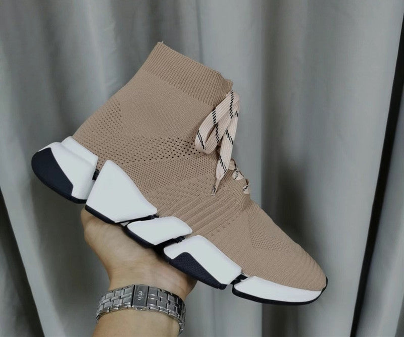 Women's Winter Paris Sock Flat Knitted Letter Sneakers