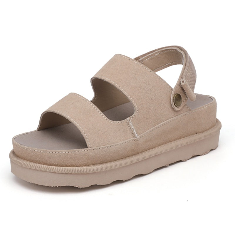 Women's Platform British Style Velcro Open Toe Sandals