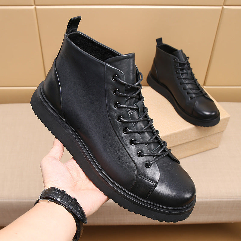 Men's Top Layer Cowhide Worker Muffin Bottom Boots