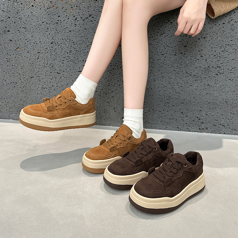 Women's Thick-soled Winter Small Height Increasing Platform Lace Women's Cotton Shoes
