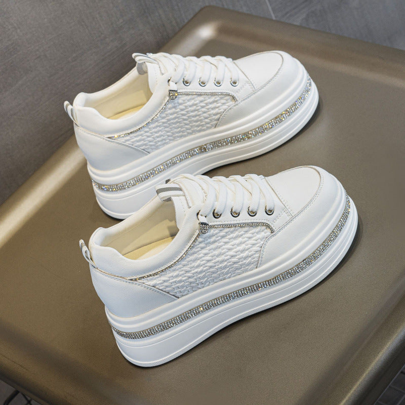 Women's Hidden White Small High-grade Fashion Weaving Casual Shoes