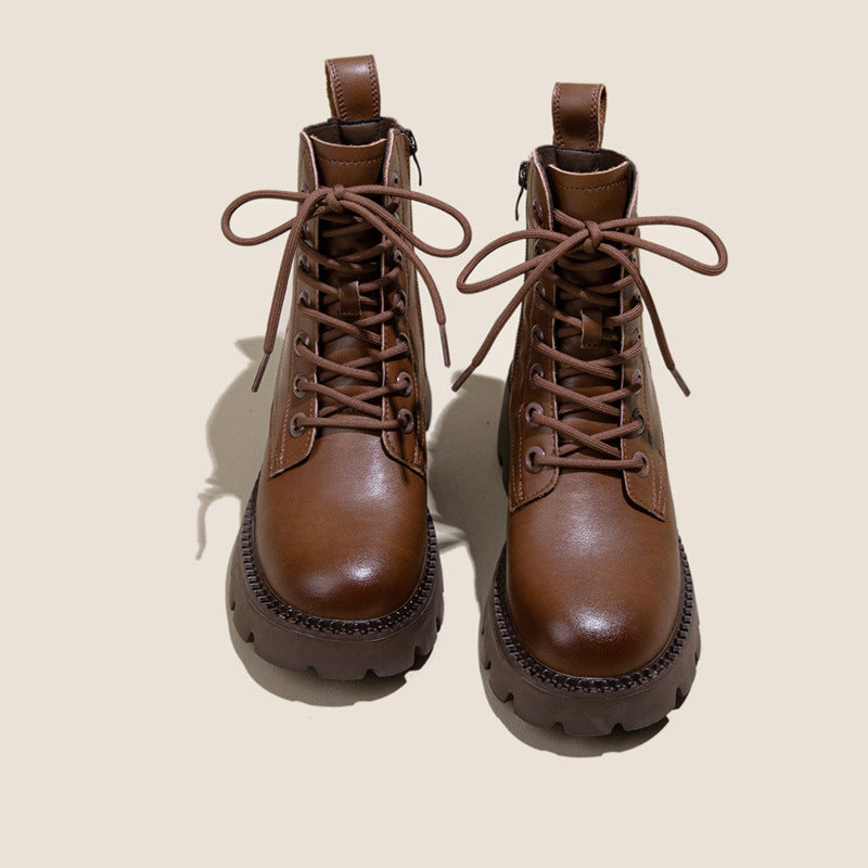 Women's Washed Retro Fashion British Style Platform Boots