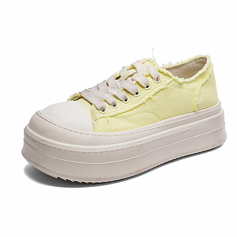 Women's Korean Brushed Platform Summer Big Toe Versatile Preppy Style Canvas Shoes