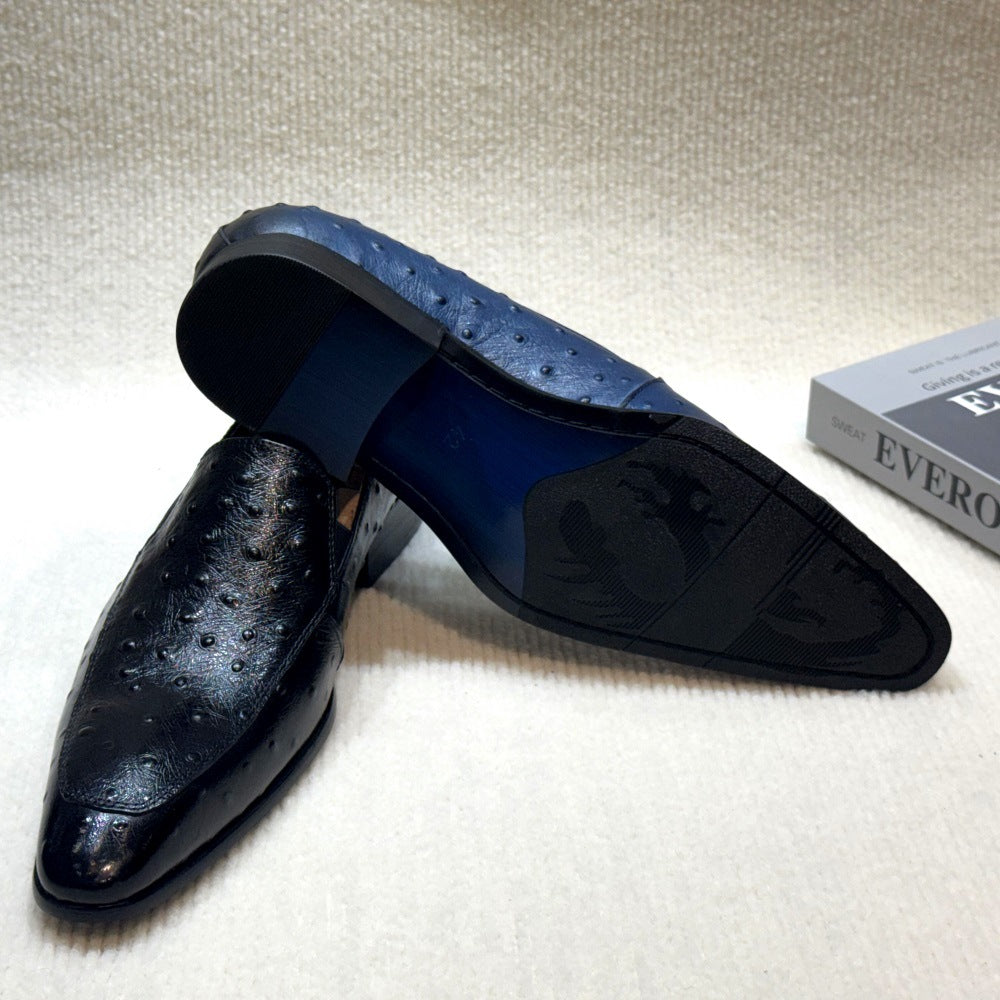 Trend Ostrich Grain One Pedal Business Light Loafers/doug Shoes